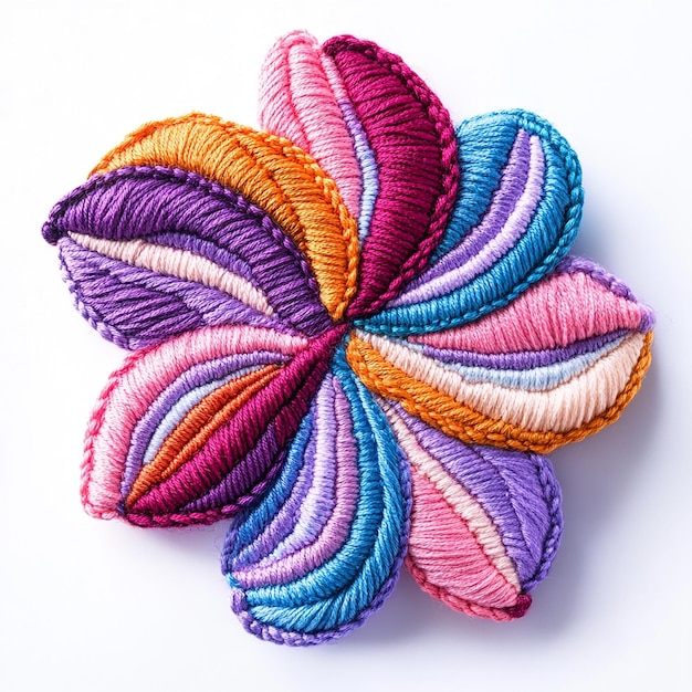 Крупный план вышитой цветочной композиции